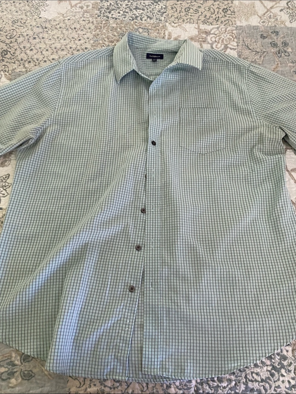croft & barrow Light Green Checked Button-Down Shirt
